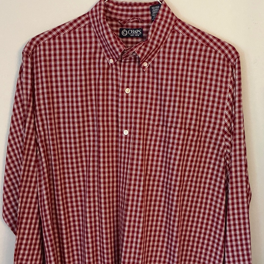 Chaps Men's Red Plaid Button Down Shirt
